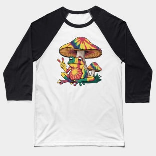 tie dye frog peace sign and mushroom Baseball T-Shirt